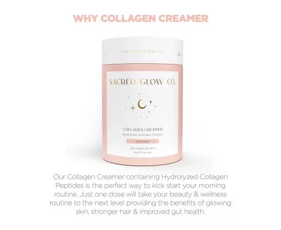 Sacred Glow Co Collagen Creamer Natural - Coconut Flavor 340g (17 Servings)