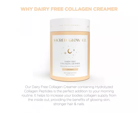 Sacred Glow Co Collagen Creamer Dairy Free  - Natural Coconut Flavor 340g (17 Servings)