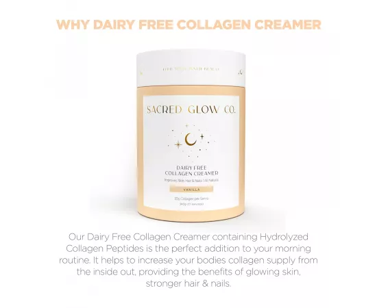 Sacred Glow Co Collagen Creamer Dairy Free  - Natural Vanilla Flavor 340g (17 Servings)