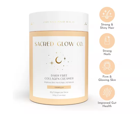 Sacred Glow Co Collagen Creamer Dairy Free  - Natural Vanilla Flavor 340g (17 Servings)