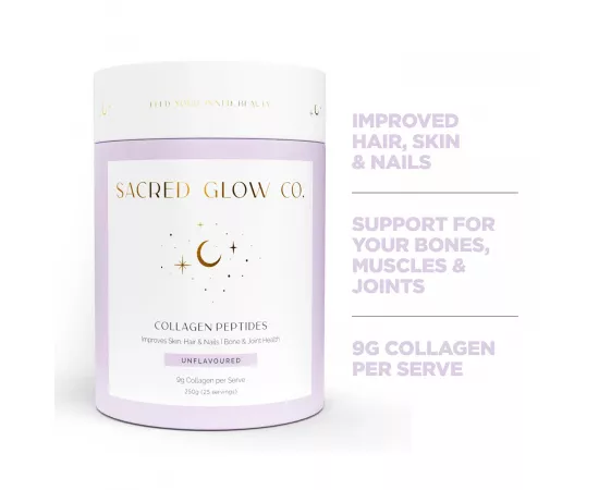 Sacred Glow Co Collagen Peptides - Unflavored Hydrolyzed Bovine Collagen 250g (25 Servings)
