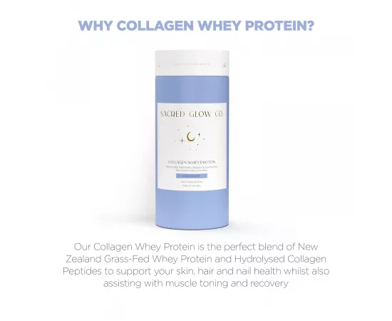 Sacred Glow Co Collagen Whey Protein New Zealand Grass-fed Whey Protein - Natural Chocolate Flavor 500g (20 Servings)