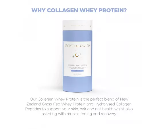 Sacred Glow Co Collagen Whey Protein New Zealand Grass-fed Whey Protein - Natural Vanilla Flavor 500g (20 Servings)