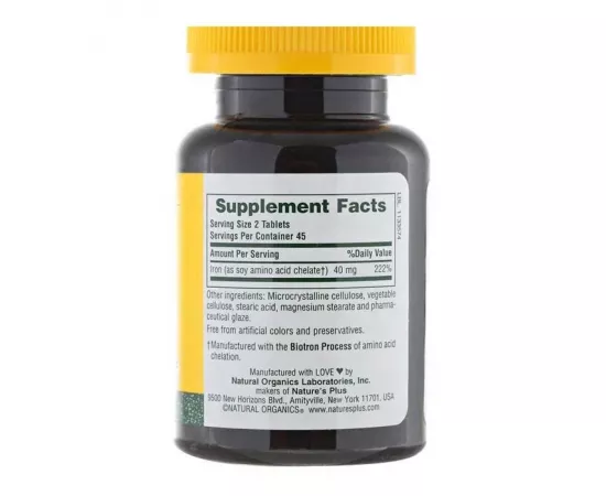 NaturesPlus Iron 40 mg Amino Acid Chelate Tablets of 90's