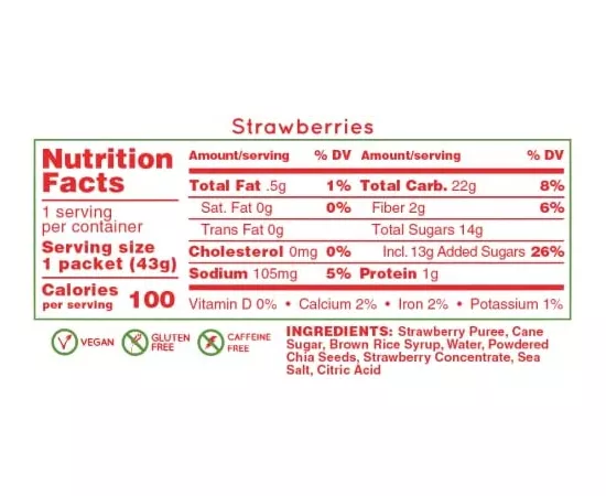 HUMA Chia Strawberry Flavour Vegan Energy Gel 9 x 43g