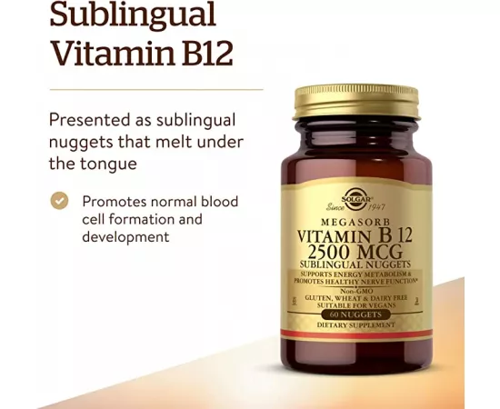 Solgar Megasorb Vitamin B12 2500 Mcg Nuggets 60's