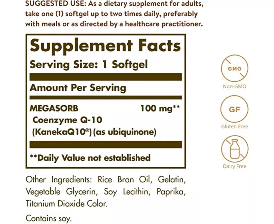 Solgar Megasorb CoQ-10 100 mg 60 Softgels