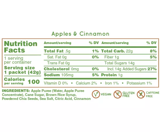 HUMA Chia Apple Cinnamon Flavour Vegan Energy Gel 9 x 42g